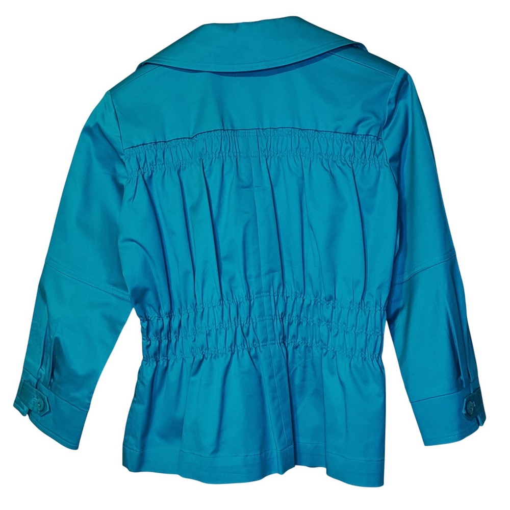 Joan Rivers Jacket Womens Small Teal Blue Cinched Waist 3/4 Sleeve A89526 - Picture 2 of 12
